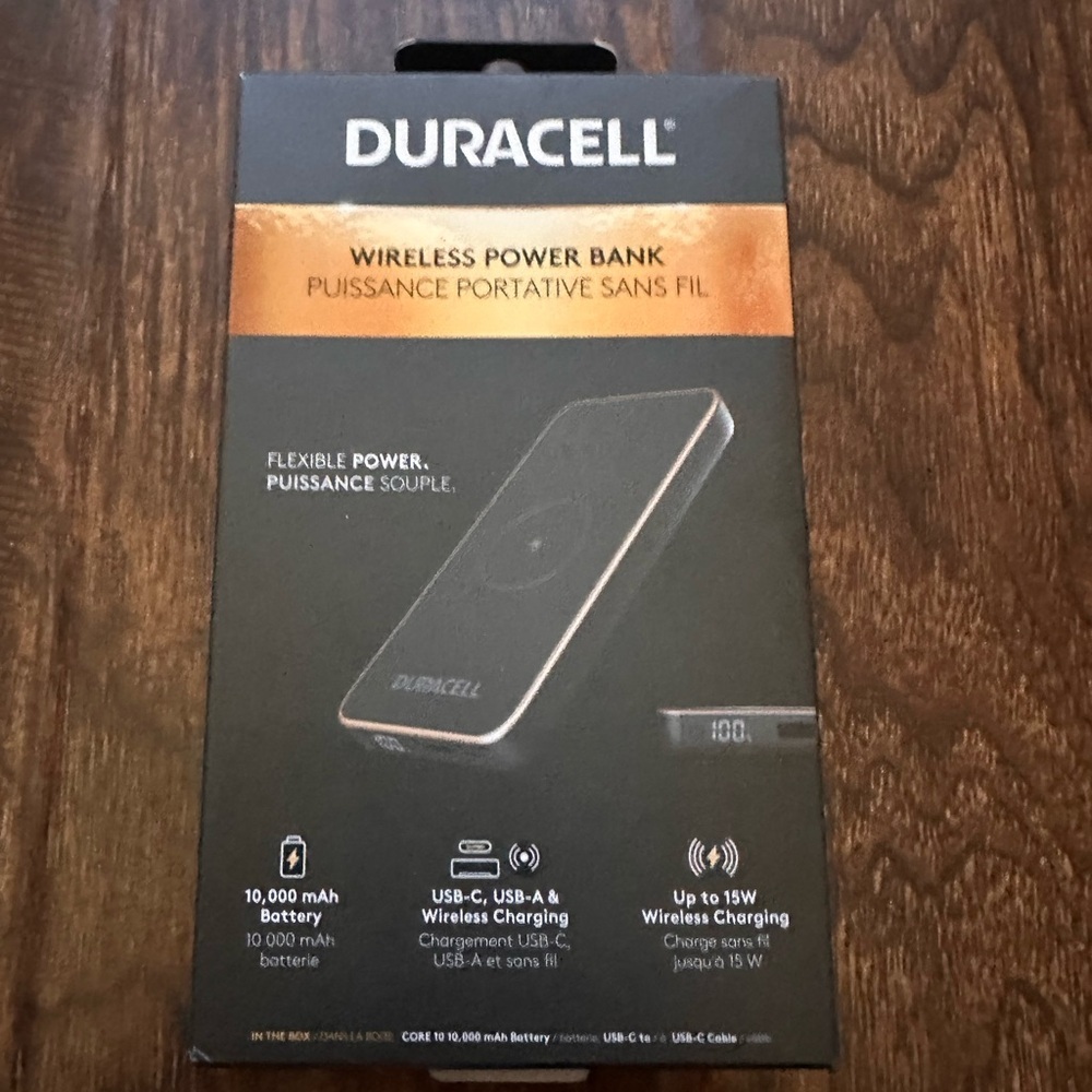 Duracell Portable Power Bank Wireless Multi Port Charger Core 10 10,000mAh